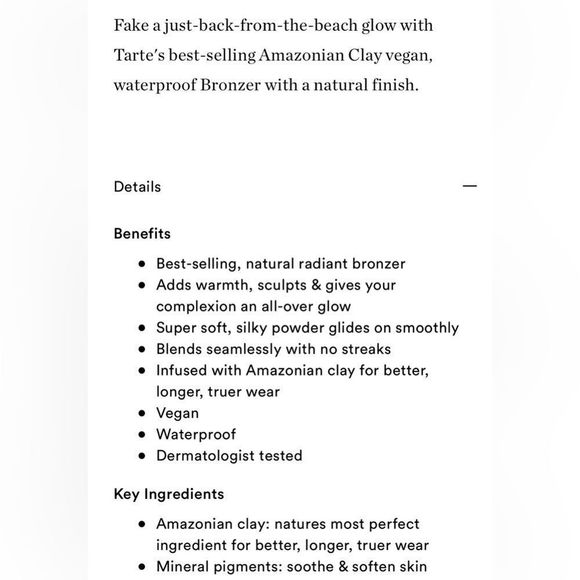 tarte Makeup 9 Tarte Highperformance Amazonian Clay Bronzer In Park